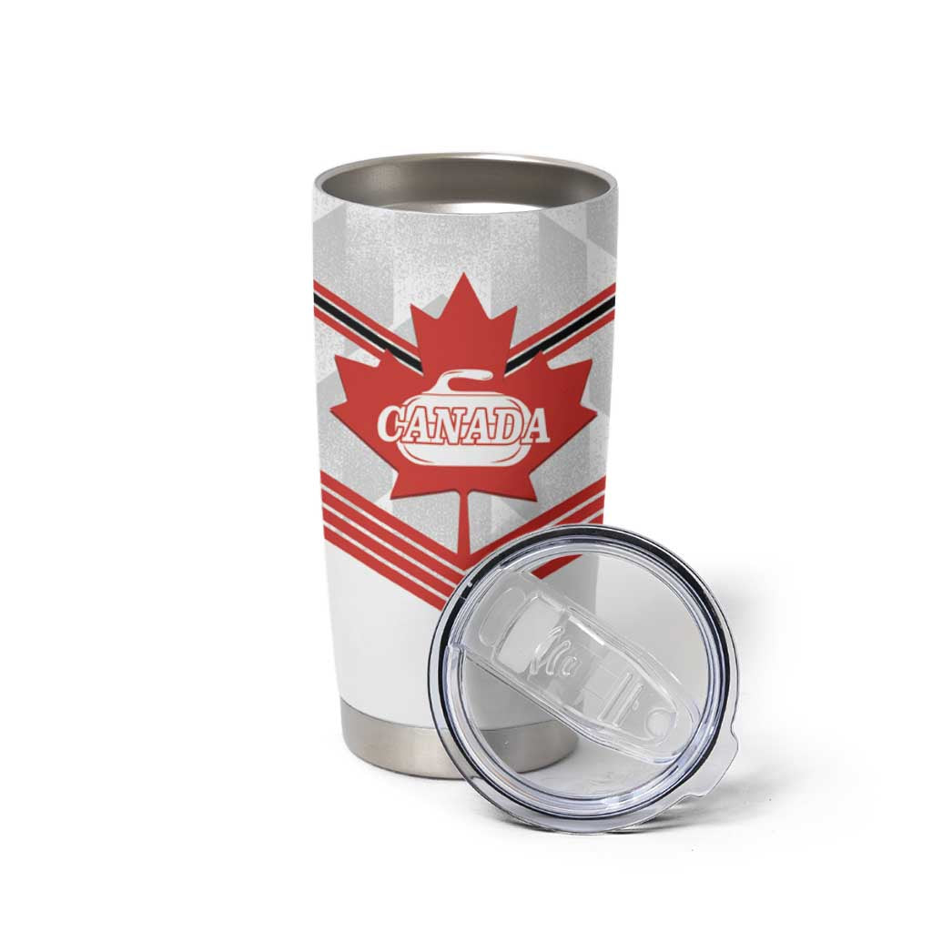 Personalized Canada Curling Tumbler Cup Maple Leaf White Version - Wonder Print Shop