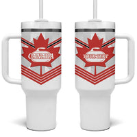 Personalized Canada Curling Tumbler With Handle Maple Leaf White Version - Wonder Print Shop