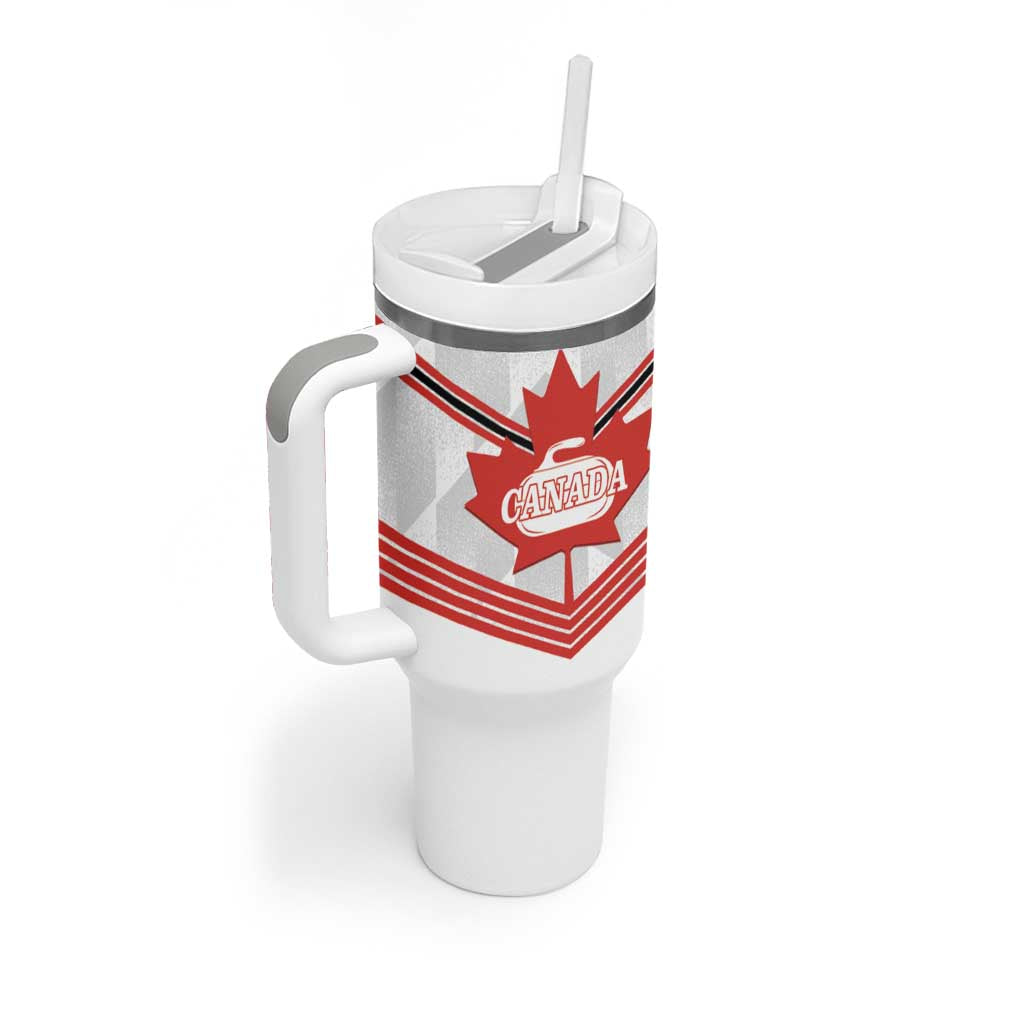 Personalized Canada Curling Tumbler With Handle Maple Leaf White Version - Wonder Print Shop