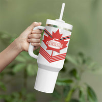 Personalized Canada Curling Tumbler With Handle Maple Leaf White Version - Wonder Print Shop