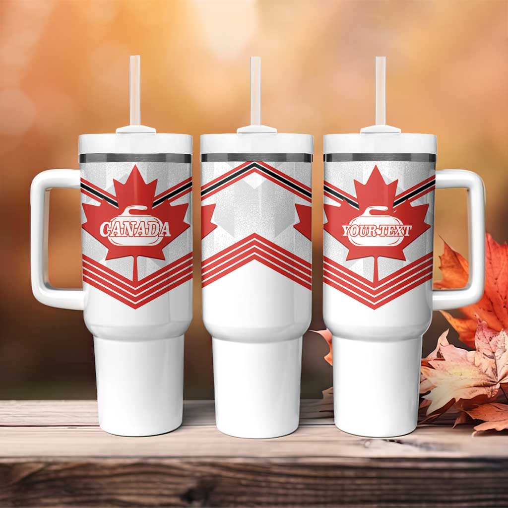 Personalized Canada Curling Tumbler With Handle Maple Leaf White Version - Wonder Print Shop