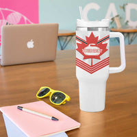 Personalized Canada Curling Tumbler With Handle Maple Leaf White Version - Wonder Print Shop