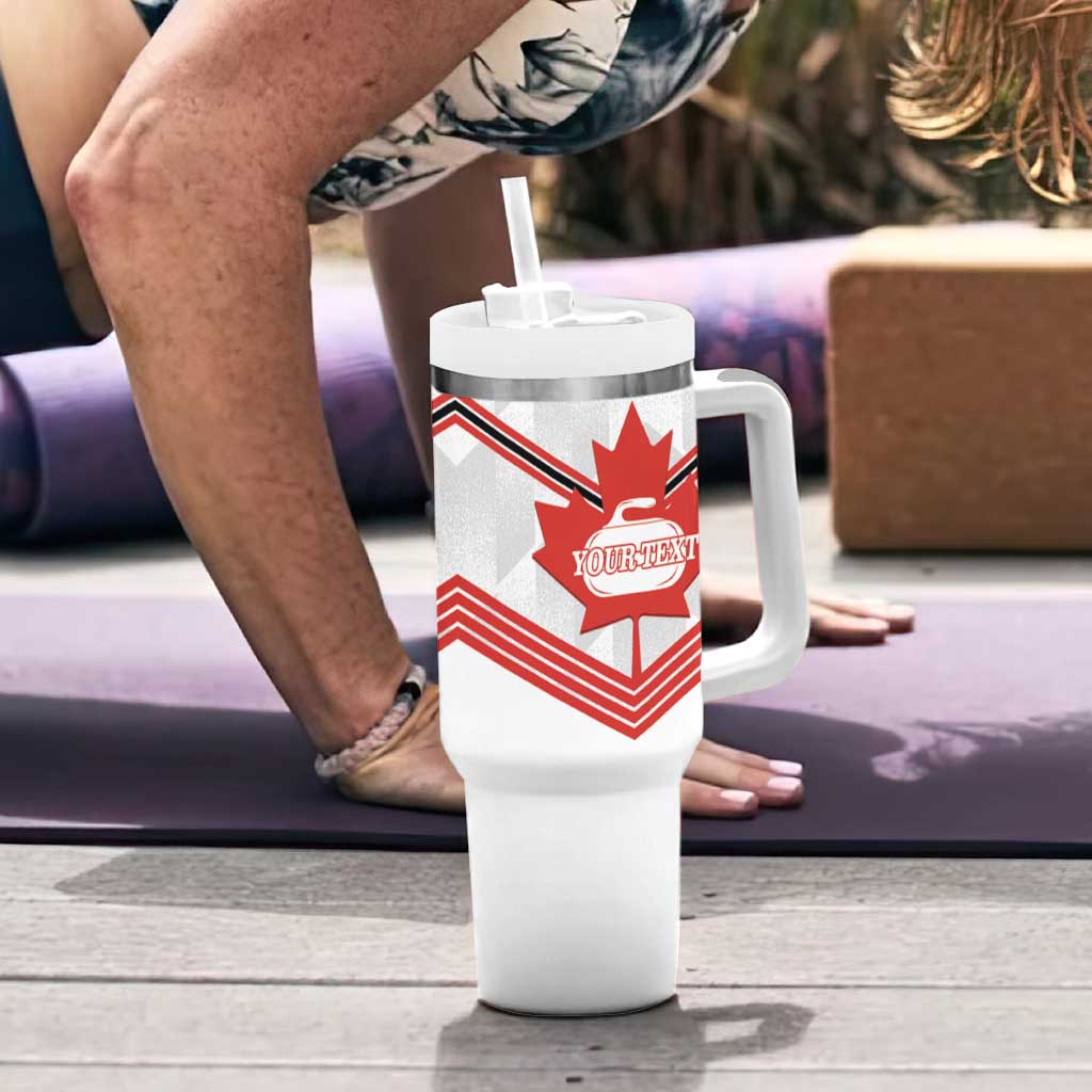 Personalized Canada Curling Tumbler With Handle Maple Leaf White Version - Wonder Print Shop