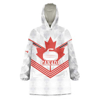 Personalized Canada Curling Wearable Blanket Hoodie Maple Leaf White Version - Wonder Print Shop