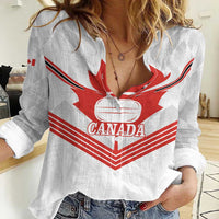 Personalized Canada Curling Women Casual Shirt Maple Leaf White Version - Wonder Print Shop