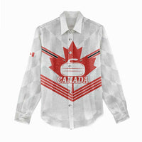 Personalized Canada Curling Women Casual Shirt Maple Leaf White Version - Wonder Print Shop