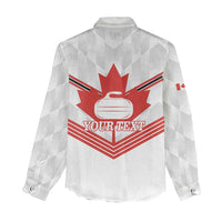 Personalized Canada Curling Women Casual Shirt Maple Leaf White Version - Wonder Print Shop