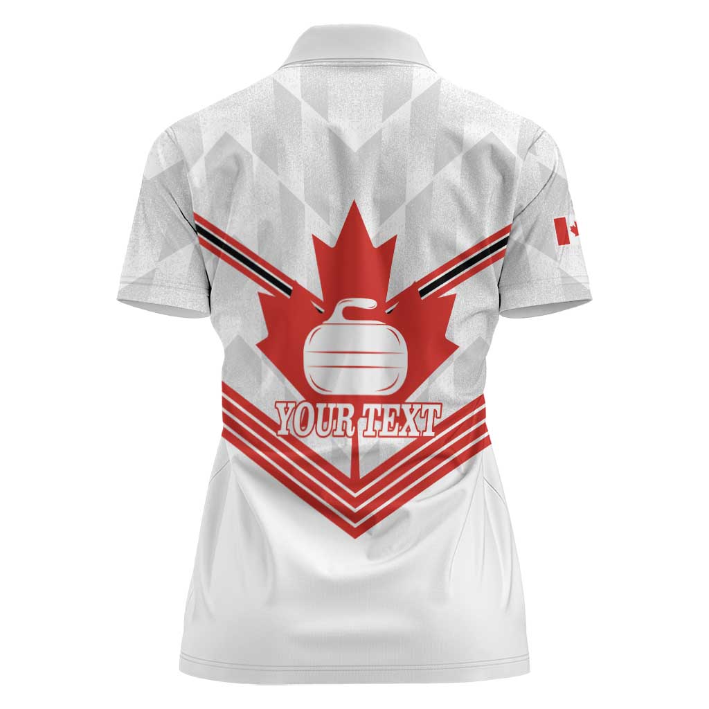 Personalized Canada Curling Women Polo Shirt Maple Leaf White Version - Wonder Print Shop