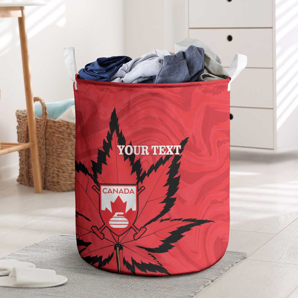 Custom Canada Curling Laundry Basket Go Maple Leaf Marble Style - Wonder Print Shop