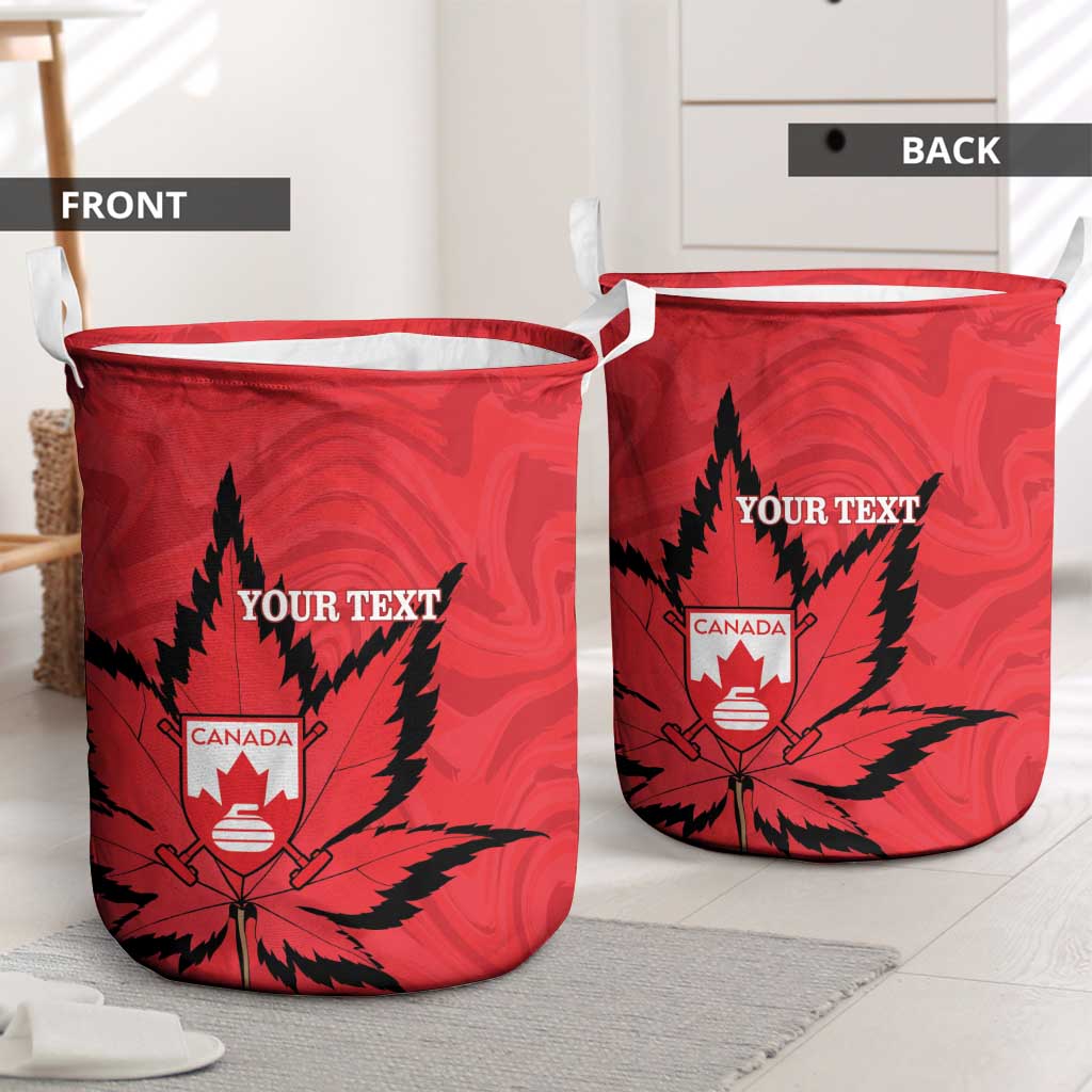 Custom Canada Curling Laundry Basket Go Maple Leaf Marble Style - Wonder Print Shop