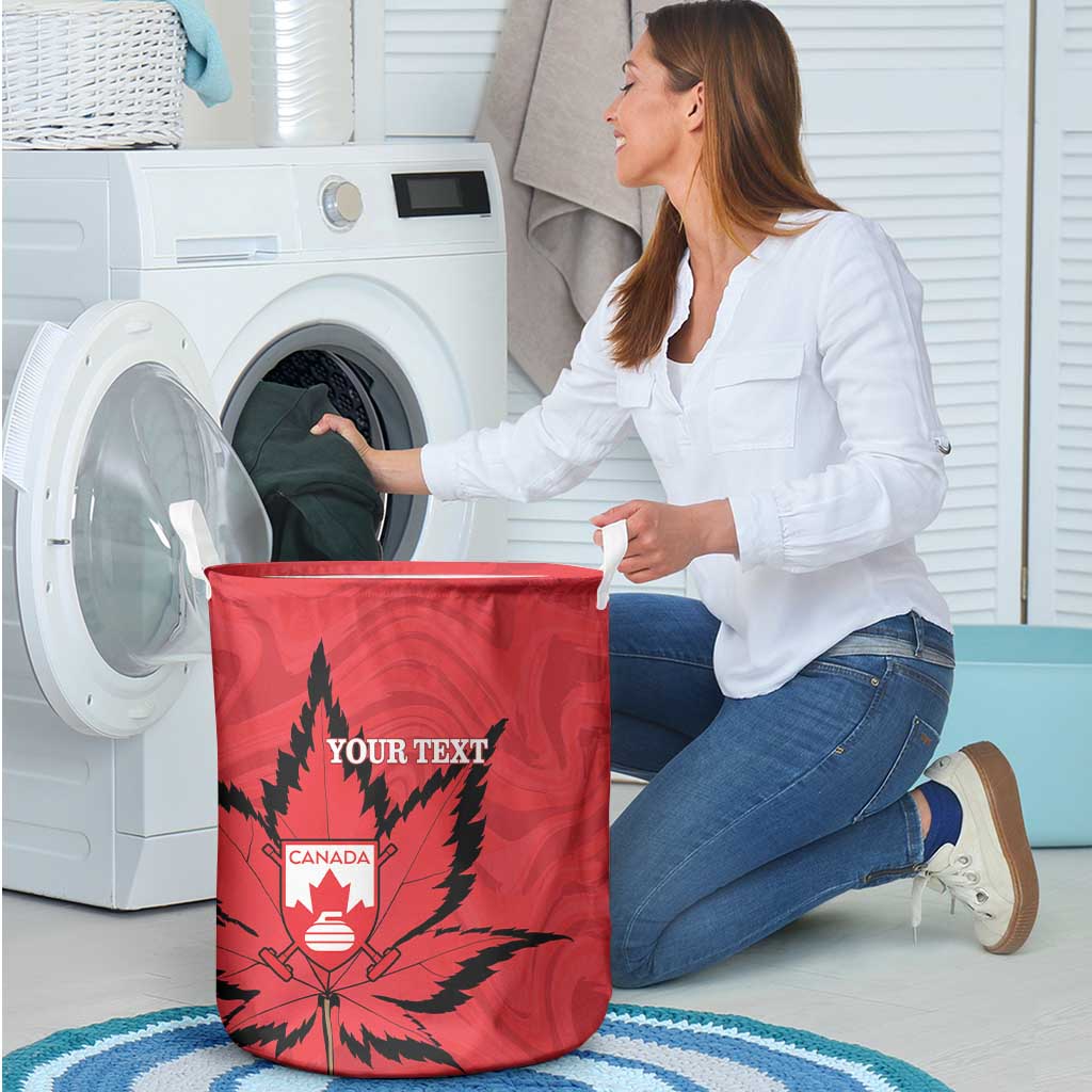 Custom Canada Curling Laundry Basket Go Maple Leaf Marble Style - Wonder Print Shop