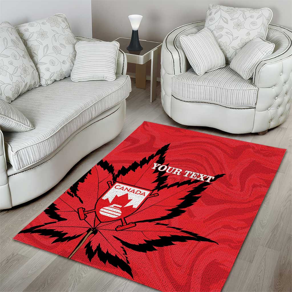 Custom Canada Curling Area Rug Go Maple Leaf Marble Style - Wonder Print Shop