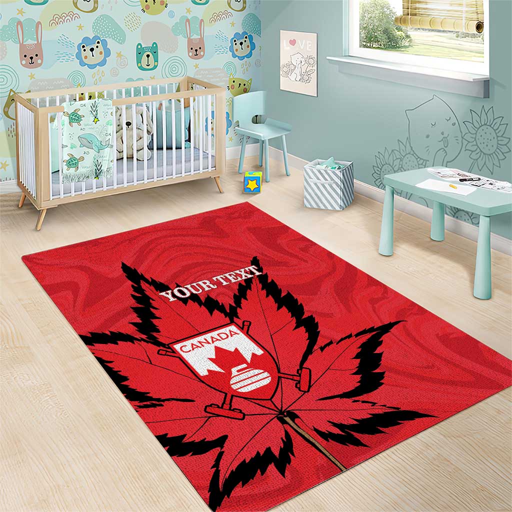 Custom Canada Curling Area Rug Go Maple Leaf Marble Style - Wonder Print Shop