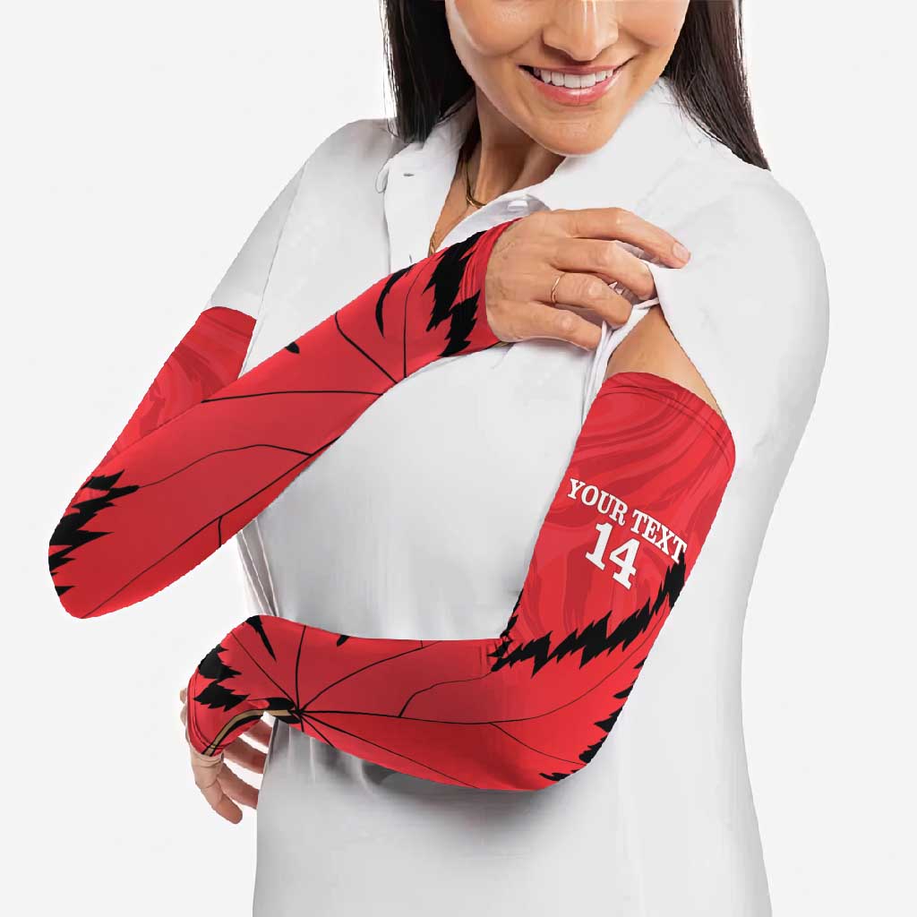 Custom Canada Curling Arm Sleeves Go Maple Leaf Marble Style - Wonder Print Shop