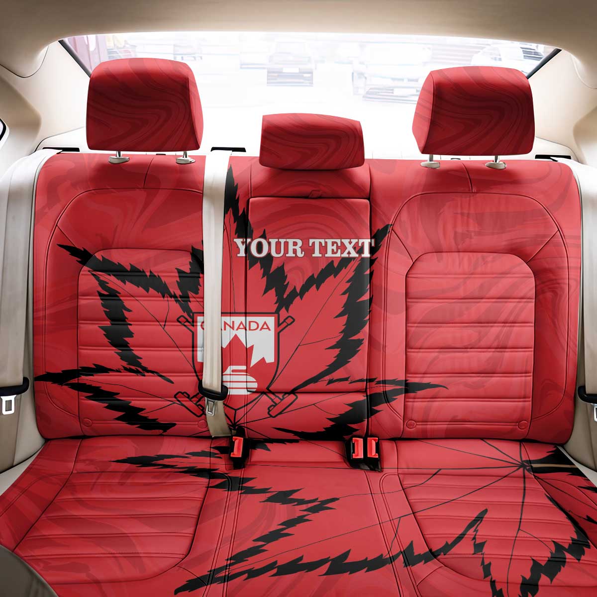 Custom Canada Curling Back Car Seat Cover Go Maple Leaf Marble Style - Wonder Print Shop