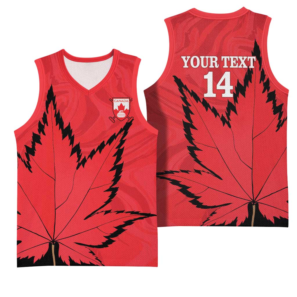 Custom Canada Curling Basketball Jersey Go Maple Leaf Marble Style - Wonder Print Shop