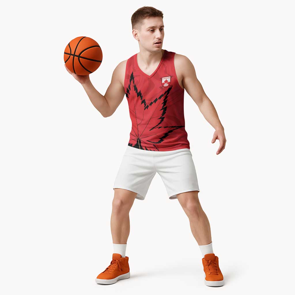 Custom Canada Curling Basketball Jersey Go Maple Leaf Marble Style - Wonder Print Shop