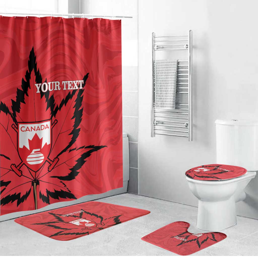 Custom Canada Curling Bathroom Set Go Maple Leaf Marble Style - Wonder Print Shop
