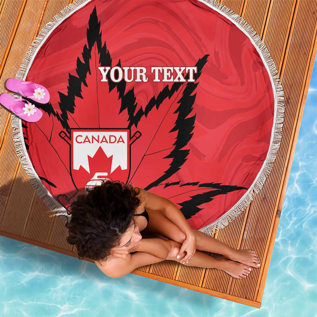 Custom Canada Curling Beach Blanket Go Maple Leaf Marble Style - Wonder Print Shop