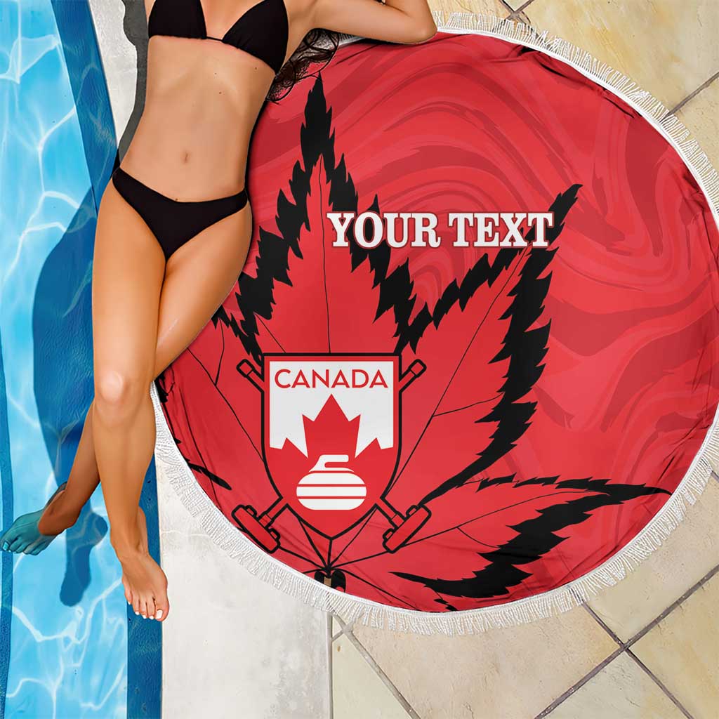 Custom Canada Curling Beach Blanket Go Maple Leaf Marble Style - Wonder Print Shop