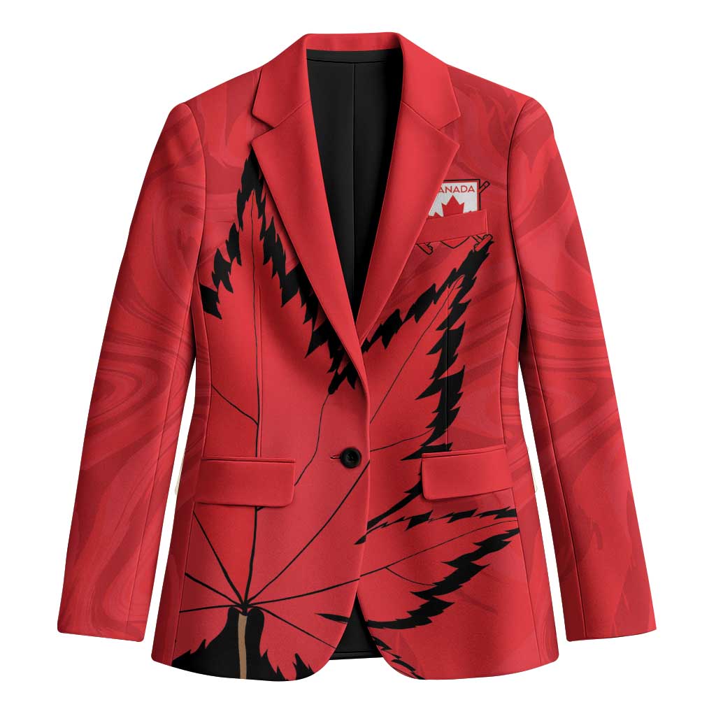 Custom Canada Curling Blazer Go Maple Leaf Marble Style - Wonder Print Shop