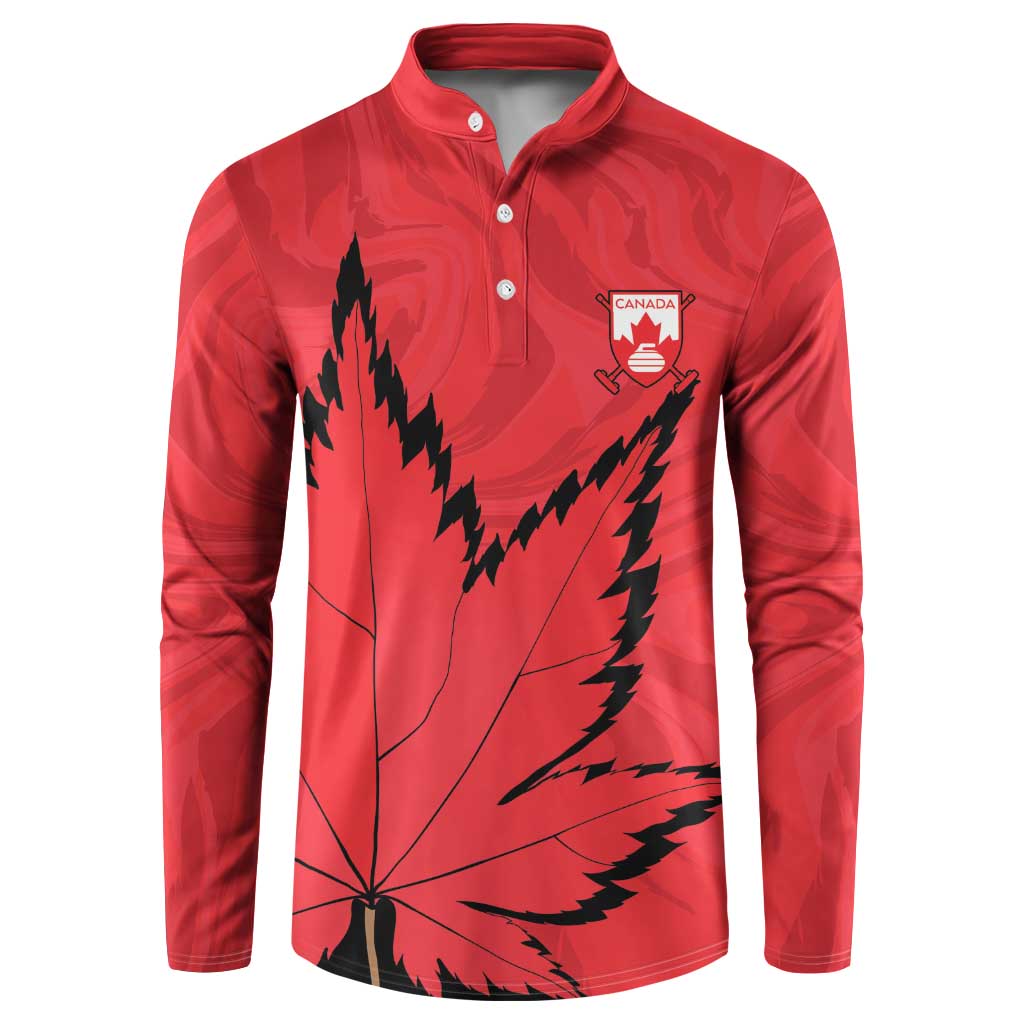 Custom Canada Curling Button Sweatshirt Go Maple Leaf Marble Style - Wonder Print Shop