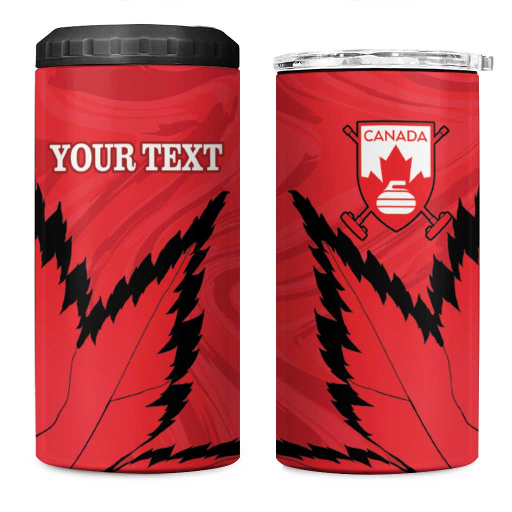 Custom Canada Curling 4 in 1 Can Cooler Tumbler Go Maple Leaf Marble Style - Wonder Print Shop