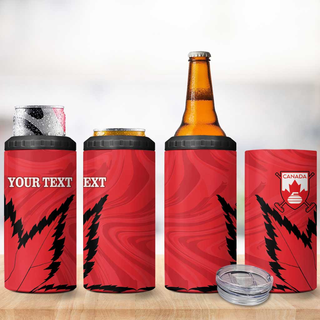 Custom Canada Curling 4 in 1 Can Cooler Tumbler Go Maple Leaf Marble Style - Wonder Print Shop