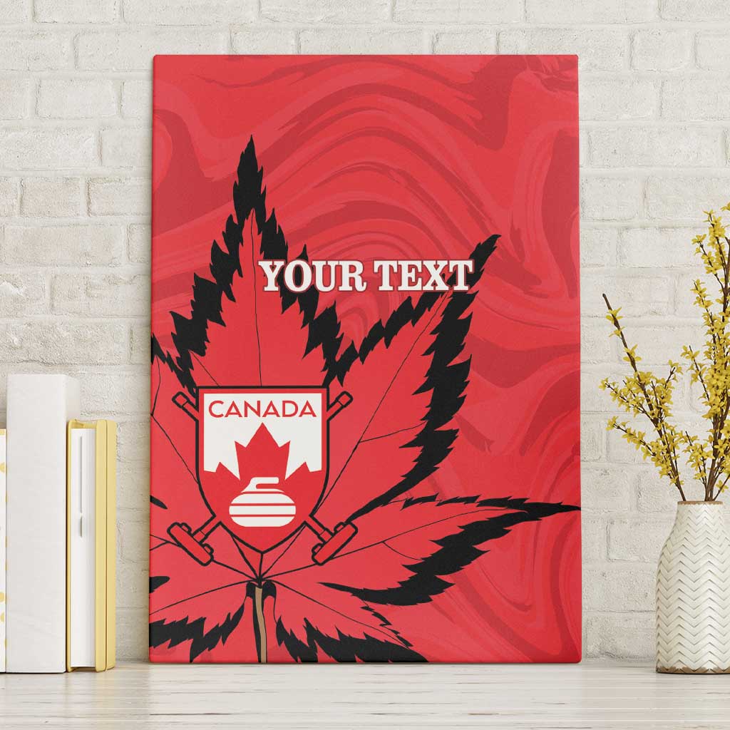 Custom Canada Curling Canvas Wall Art Go Maple Leaf Marble Style - Wonder Print Shop