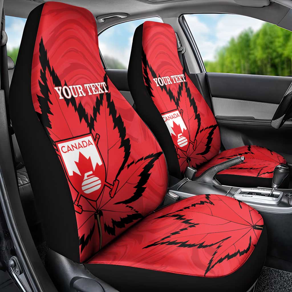 Custom Canada Curling Car Seat Cover Go Maple Leaf Marble Style - Wonder Print Shop