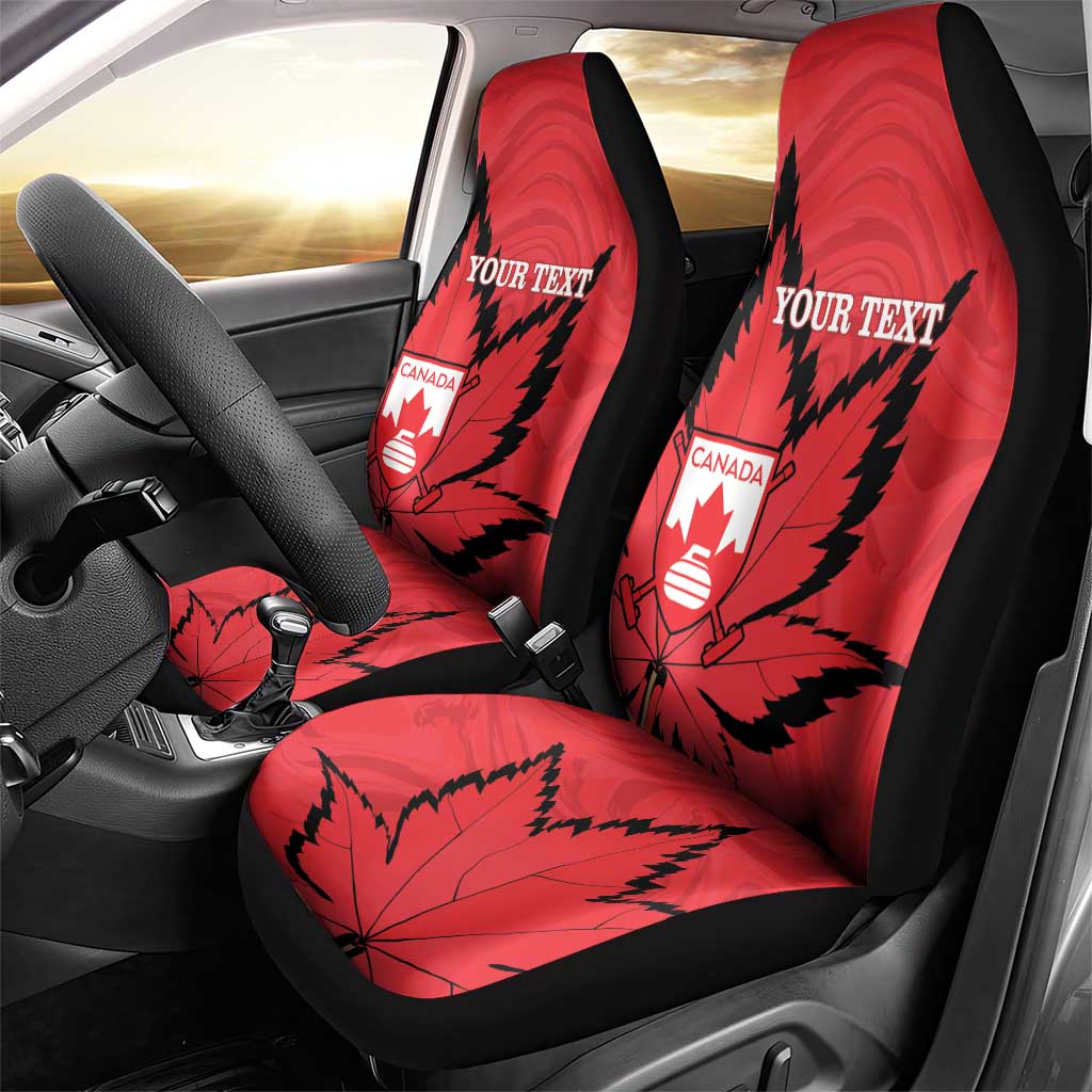 Custom Canada Curling Car Seat Cover Go Maple Leaf Marble Style - Wonder Print Shop
