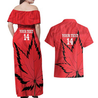 Custom Canada Curling Couples Matching Off Shoulder Maxi Dress and Hawaiian Shirt Go Maple Leaf Marble Style - Wonder Print Shop