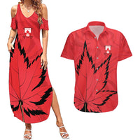 Custom Canada Curling Couples Matching Summer Maxi Dress and Hawaiian Shirt Go Maple Leaf Marble Style - Wonder Print Shop