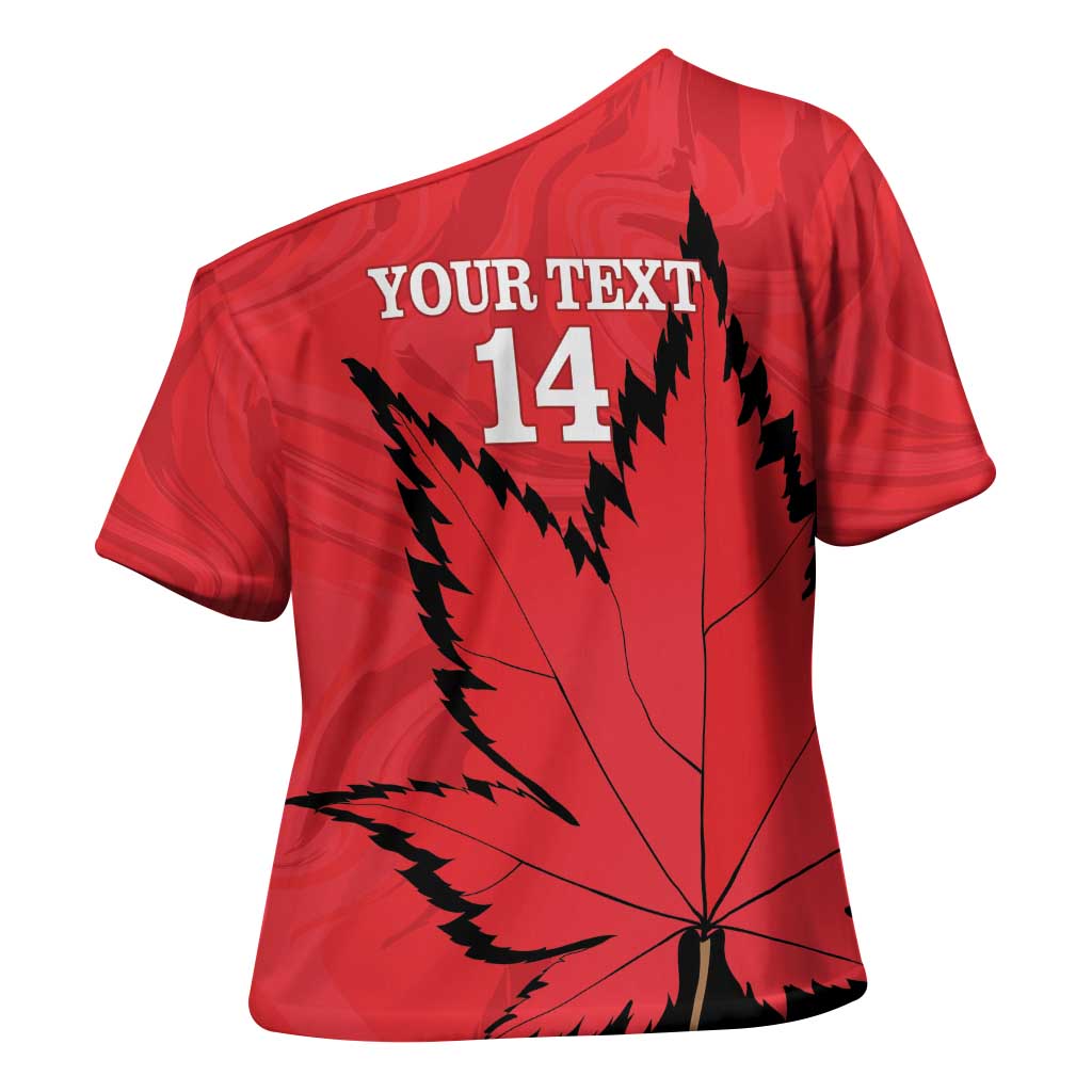 Custom Canada Curling Cross Shoulder Shirt Go Maple Leaf Marble Style - Wonder Print Shop