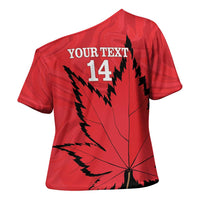 Custom Canada Curling Cross Shoulder Shirt Go Maple Leaf Marble Style - Wonder Print Shop