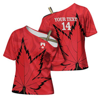 Custom Canada Curling Cross Shoulder Shirt Go Maple Leaf Marble Style - Wonder Print Shop