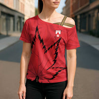 Custom Canada Curling Cross Shoulder Shirt Go Maple Leaf Marble Style - Wonder Print Shop