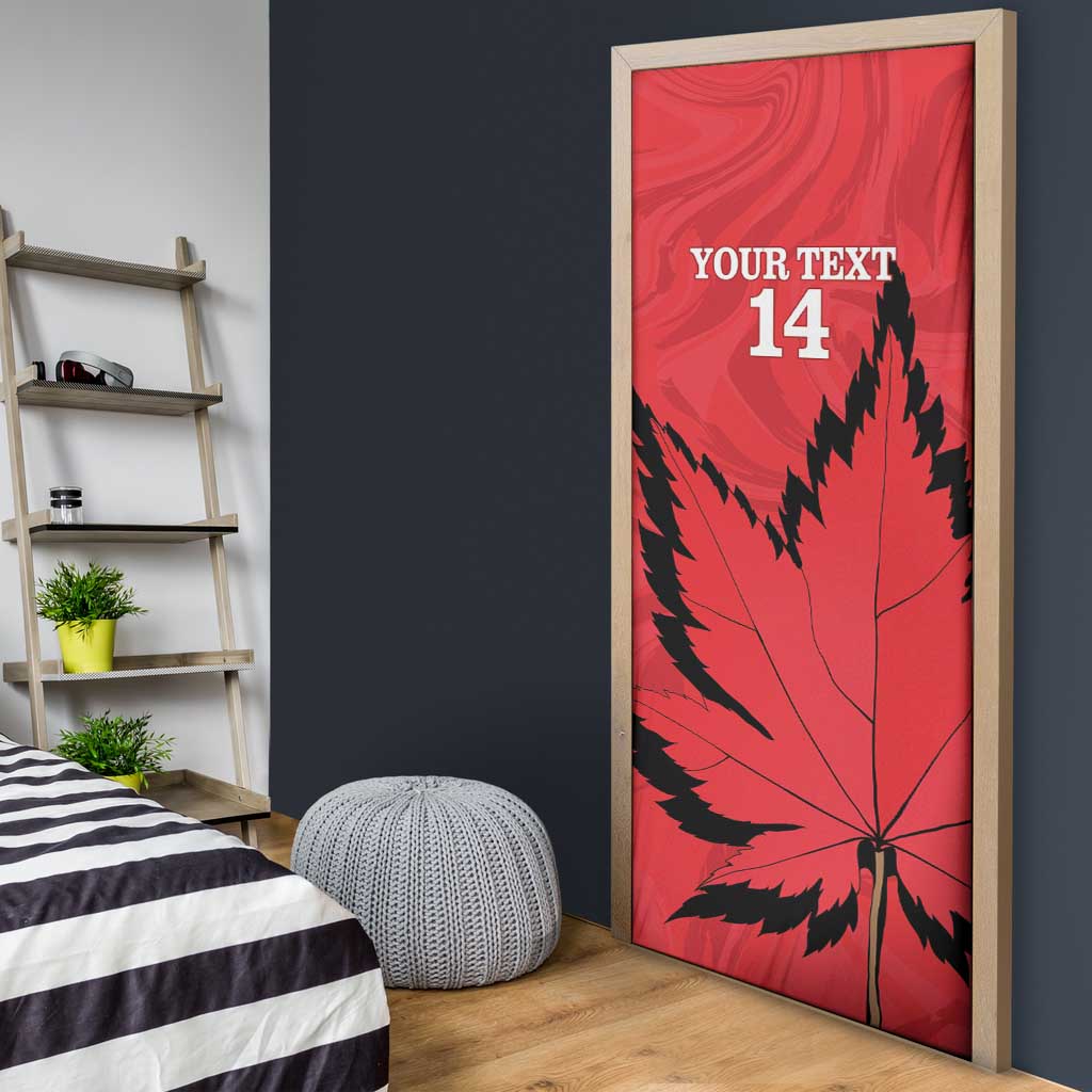 Custom Canada Curling Door Cover Go Maple Leaf Marble Style - Wonder Print Shop