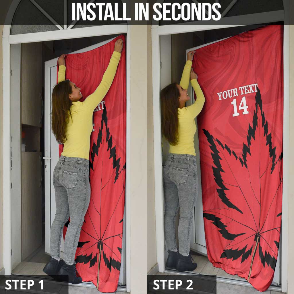 Custom Canada Curling Door Cover Go Maple Leaf Marble Style - Wonder Print Shop