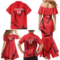 Custom Canada Curling Family Matching Mermaid Dress and Hawaiian Shirt Go Maple Leaf Marble Style - Wonder Print Shop
