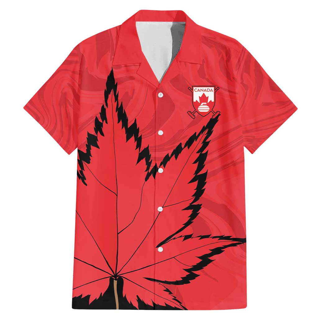 Custom Canada Curling Family Matching Mermaid Dress and Hawaiian Shirt Go Maple Leaf Marble Style - Wonder Print Shop