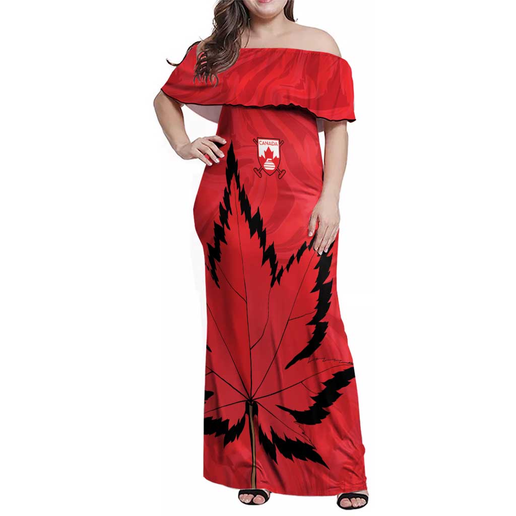 Custom Canada Curling Family Matching Off Shoulder Maxi Dress and Hawaiian Shirt Go Maple Leaf Marble Style - Wonder Print Shop