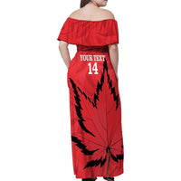Custom Canada Curling Family Matching Off Shoulder Maxi Dress and Hawaiian Shirt Go Maple Leaf Marble Style - Wonder Print Shop