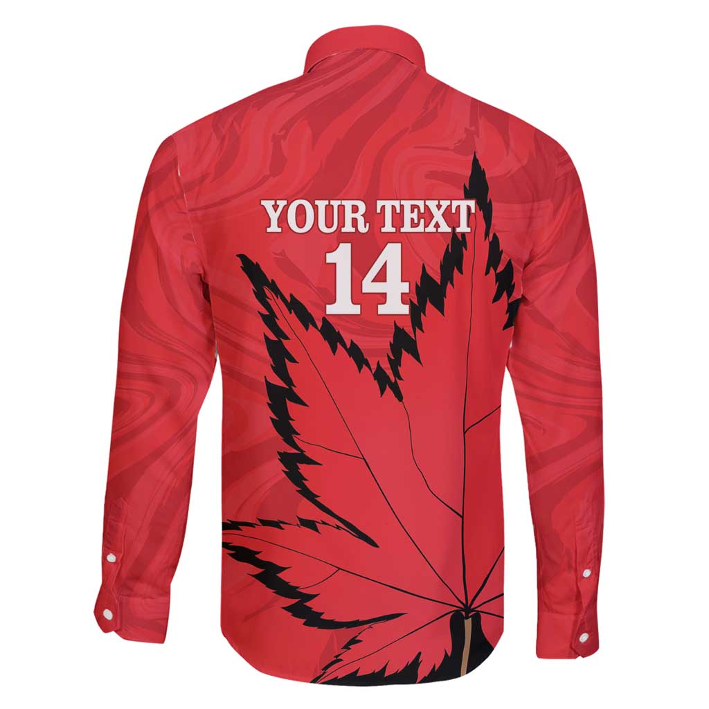 Custom Canada Curling Family Matching Off Shoulder Short Dress and Hawaiian Shirt Go Maple Leaf Marble Style - Wonder Print Shop