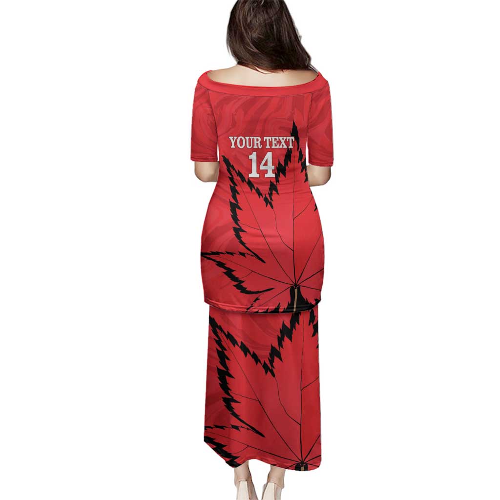 Custom Canada Curling Family Matching Puletasi and Hawaiian Shirt Go Maple Leaf Marble Style - Wonder Print Shop