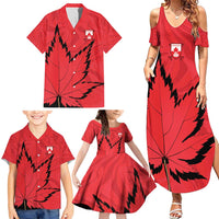 Custom Canada Curling Family Matching Summer Maxi Dress and Hawaiian Shirt Go Maple Leaf Marble Style - Wonder Print Shop