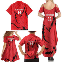 Custom Canada Curling Family Matching Summer Maxi Dress and Hawaiian Shirt Go Maple Leaf Marble Style - Wonder Print Shop
