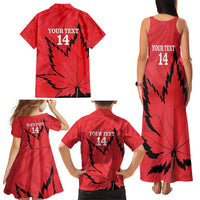 Custom Canada Curling Family Matching Tank Maxi Dress and Hawaiian Shirt Go Maple Leaf Marble Style - Wonder Print Shop