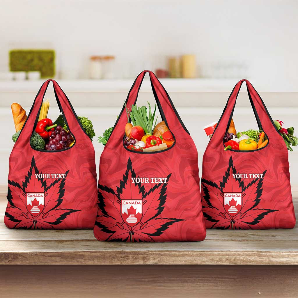 Custom Canada Curling Grocery Bag Go Maple Leaf Marble Style - Wonder Print Shop