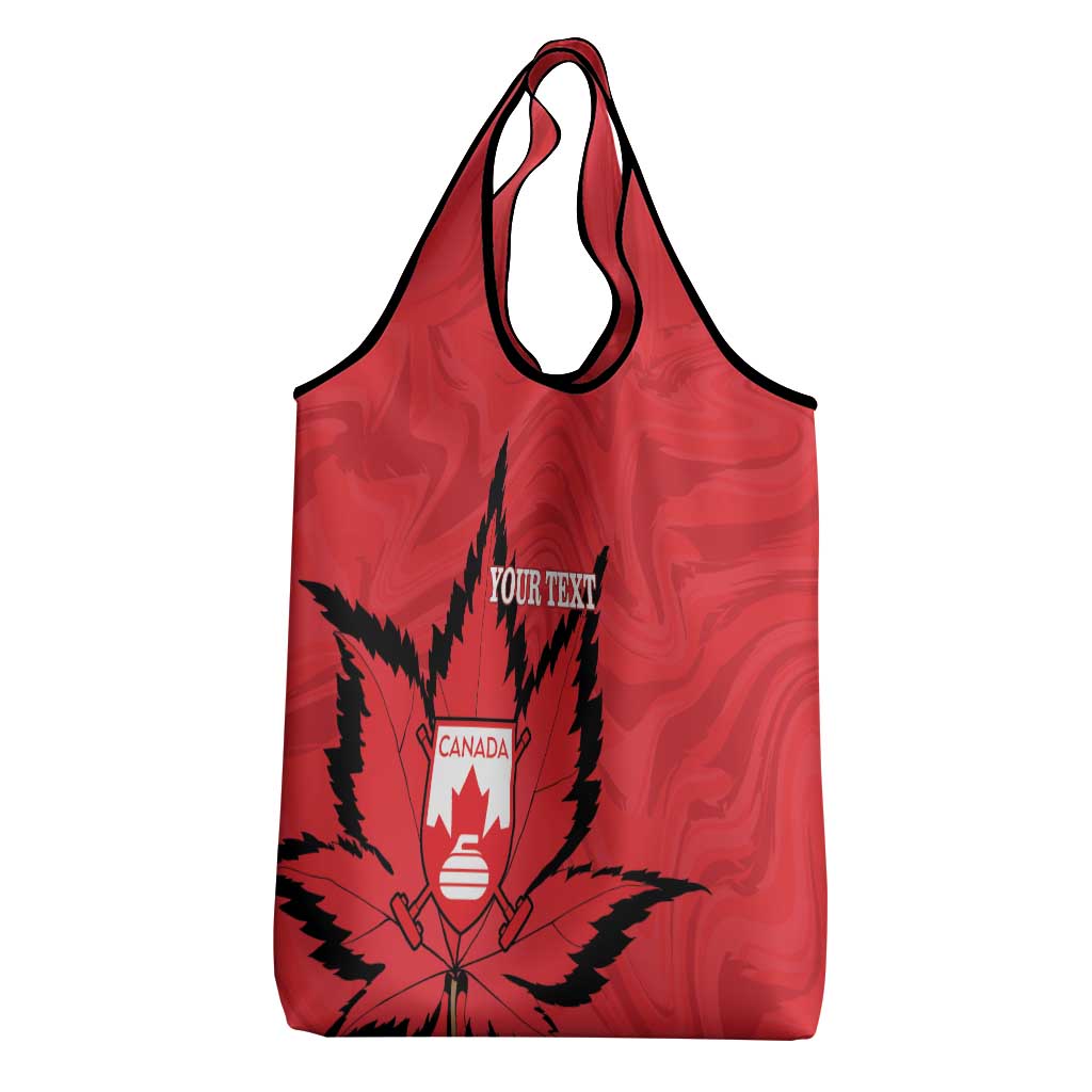 Custom Canada Curling Grocery Bag Go Maple Leaf Marble Style - Wonder Print Shop